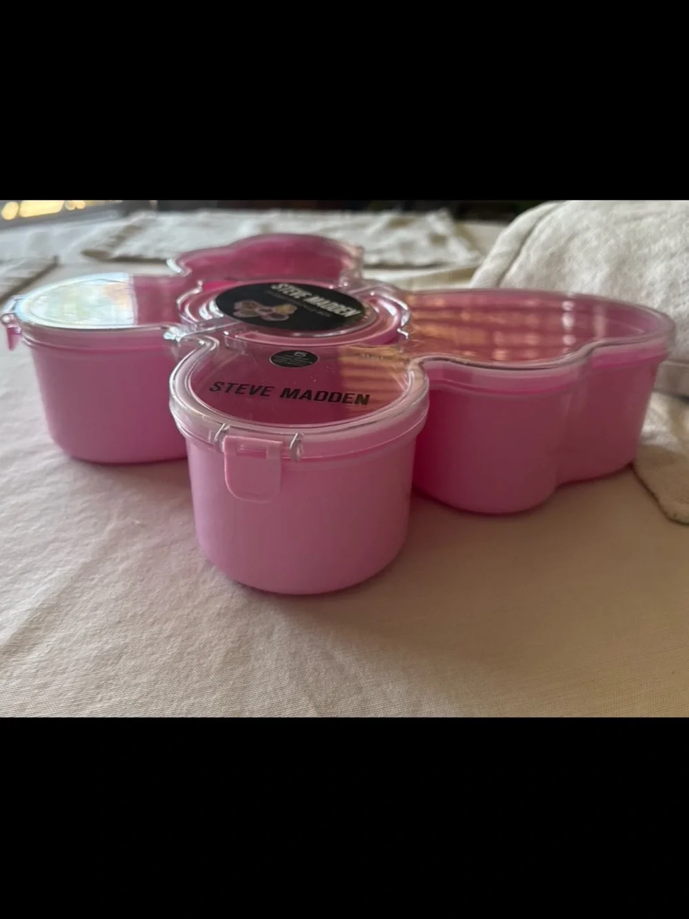 Pink Butterfly Snackle Box Divided With Handle by Steve Madden